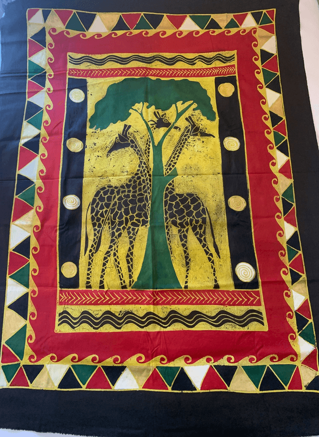 Giraffe Patterned  Batik (with green tree)